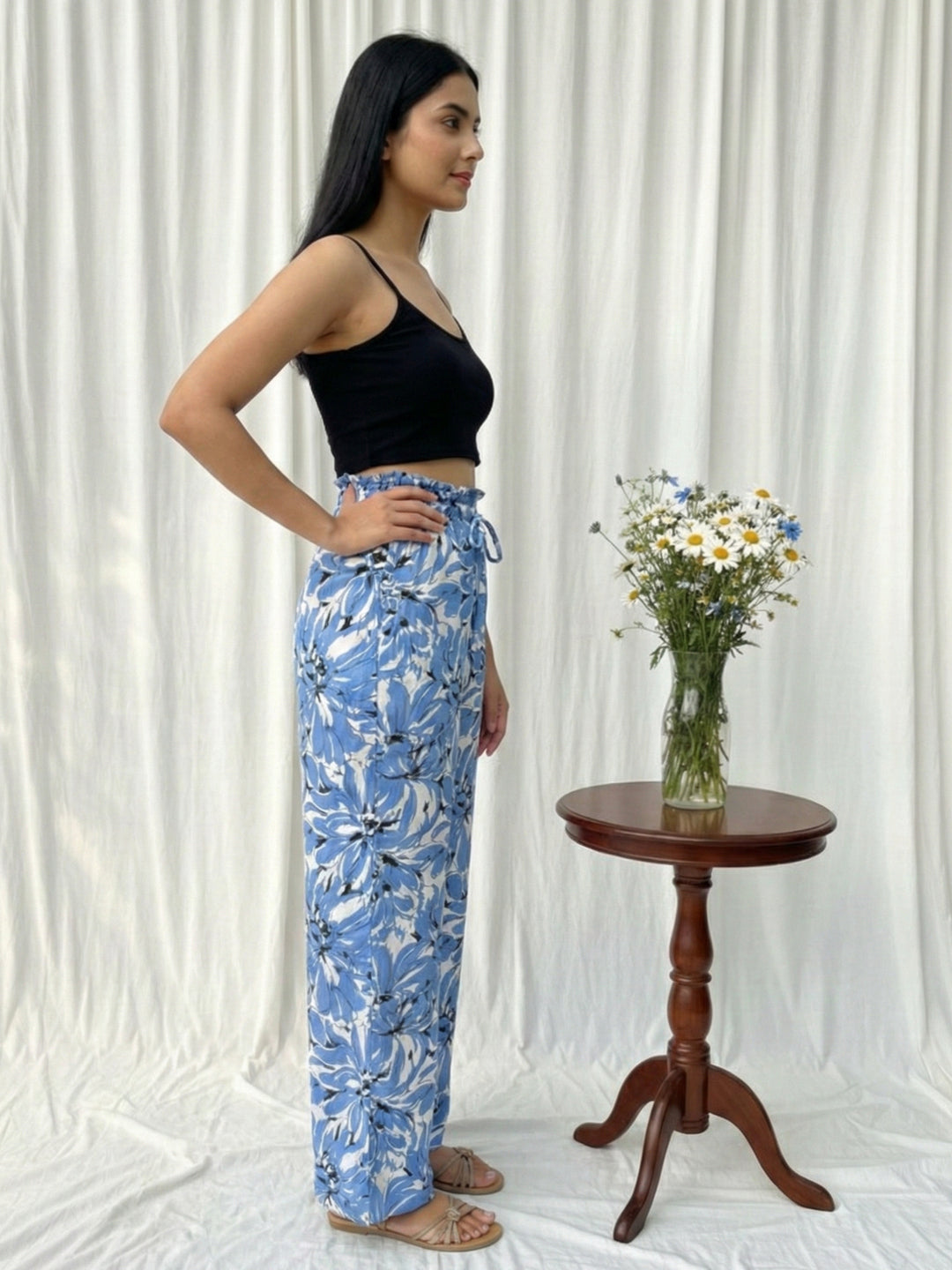 Women Frilled High-Rise Wrinkle Free Flared Trousers