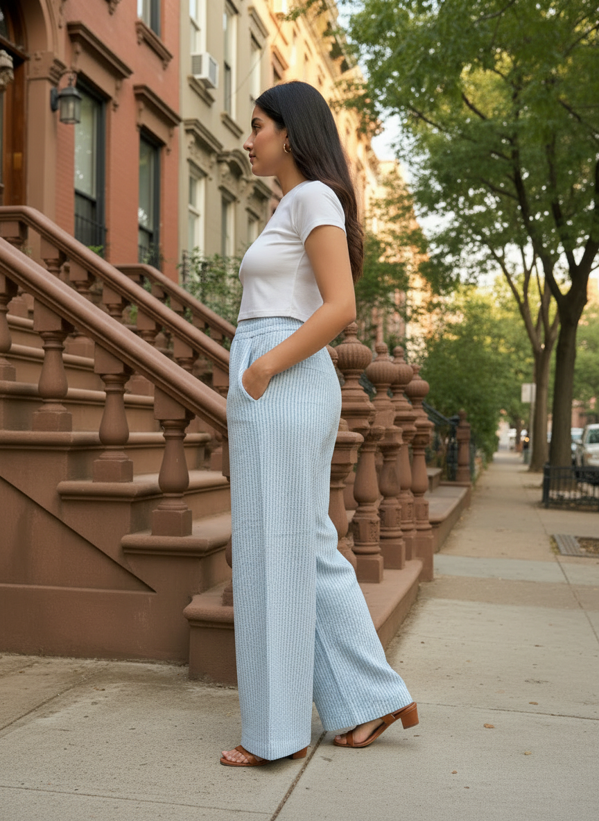 Women Stripped High Rise Parallel Trousers