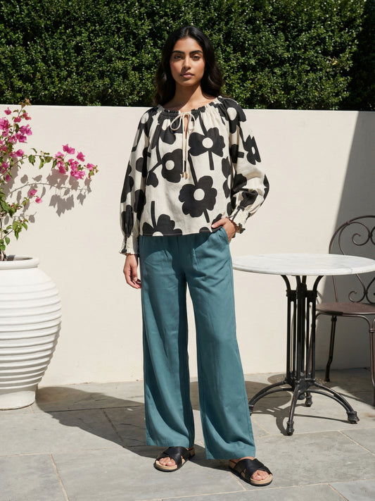 Women Fluid High Rise Smart Flare Trousers