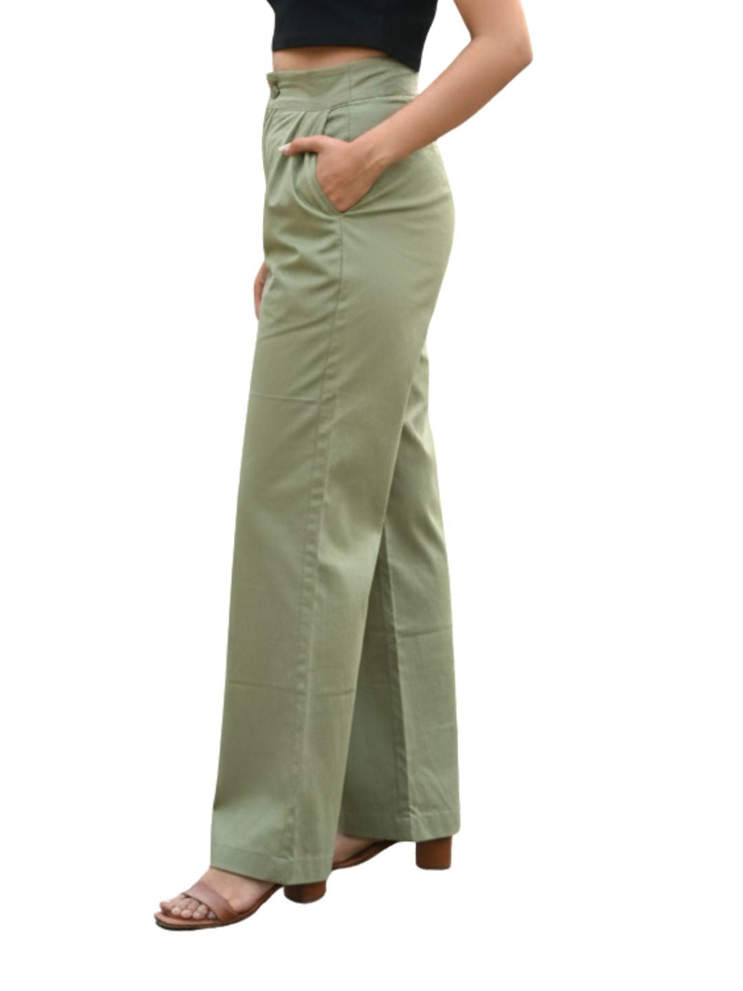 The 4-Way Stretch Sage Trouser- High-Waisted Wide Leg Pants