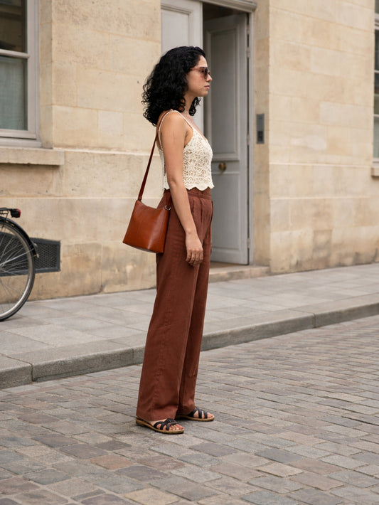 Signature Cotton Duck Mid-rise Trousers- Non-Transparent Office Pants with Deep Pockets