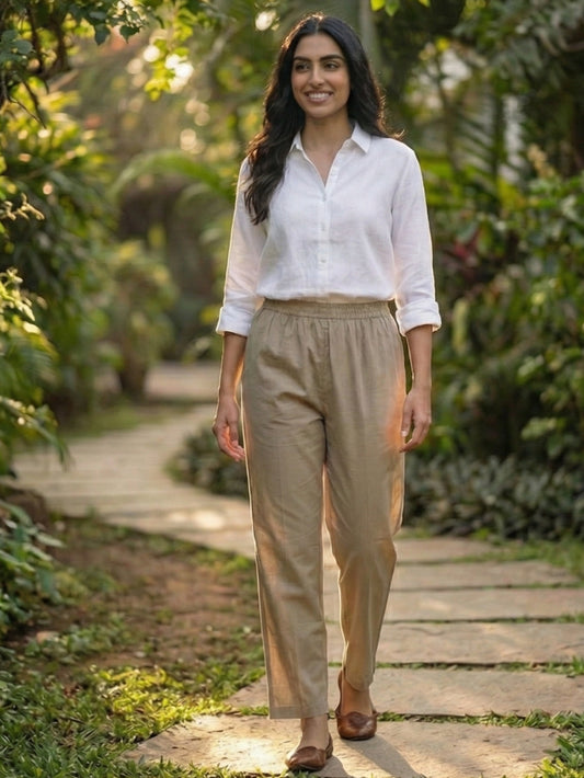All-Day Ease Relaxed Fit Pure Cotton Mid-rise Trouser